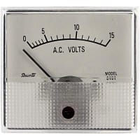 Shurite Panel Meter, Volt, Elec, Analog, Range 0-15VAC, Dim 2.53"Lx1.99"Wx2.31"H, Polystyrene