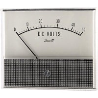 Shurite Panel Meter, Volt, Elec, Analog, Range 0-50VDC, Dim 3.5"Lx2.04"Wx3"H, Polystyrene