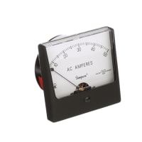 Simpson Panel Meter, Ammeter, E-mech, Analog, Range 0-50AAC, Stud, Dim 3.25"Lx3.25"H, Plastic