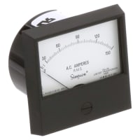 Simpson Panel Meter, Ammeter, E-mech, Analog, Range 0-150AAC, Stud, Dim 3"Lx3"H, Plastic