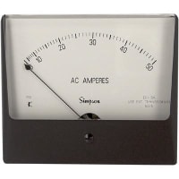 Simpson Panel Meter, Ammeter, E-mech, Analog, Range 0-50AAC, Stud, Dim 4.68"Lx4"H, Plastic