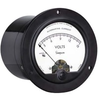 Simpson Panel Meter, Volt, E-mech, Analog, Range 0-50VDC, Stud, Dim 1.39"Hx2.18"Dia., Plastic