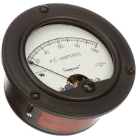 Simpson Panel Meter, Ammeter, E-mech, Analog, Range 0-100AAC, Stud, Dim 1.31"Hx2.75"Dia.