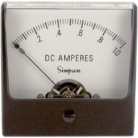 Simpson Panel Meter, Ammeter, E-mech, Analog, Range 0-1ADC, Stud, Dim 2.47"Lx2.47"H, Plastic