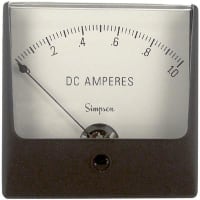 Simpson Panel Meter, Ammeter, E-mech, Analog, Range 0-1ADC, Stud, Dim 3.25"LX3.25"H, Plastic