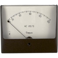 Simpson Panel Meter, Volt, E-mech, Analog, Range 0-150VAC, Stud, Dim 4.68"Lx4"H, Plastic