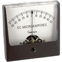 Simpson Panel Meter, Ammeter, E-mech, Analog, Range 50-0-50uADC, Stud, Dim 2.47"LX2.47"H