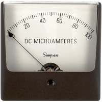 Simpson Panel Meter, Ammeter, E-mech, Analog, Range 0-100uADC, Stud, Dim 3.25"Lx3.25"H