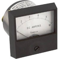 Simpson Panel Meter, Ammeter, E-mech, Analog, Range 0-10ADC, Stud, Dim 2.38"Lx2.34"H, Plastic