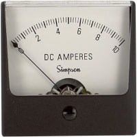 Simpson Panel Meter, Ammeter, E-mech, Analog, Range 0-10ADC, Stud, Dim 2.47"Lx2.47"H, Plastic