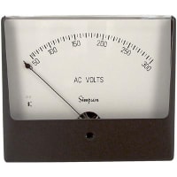 Simpson Panel Meter, Volt, E-mech, Analog, Range 0-300VAC, Stud, Dim 4.68"Lx4"H, Plastic