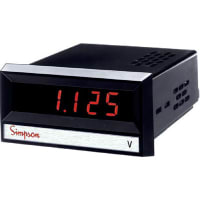 Simpson Panel Meter, Volt, Elec, LED, Range 0-20VDC, Cut-Out 1.68X3.622", 0.56" DigH, 10mV Res