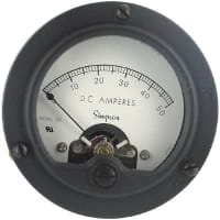 Simpson Panel Meter, Ammeter, E-mech, Analog, Range 0-50ADC, Stud, Dim 1.39"Hx2.18"Dia.