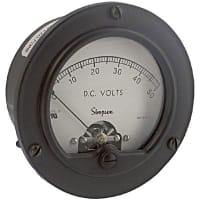 Simpson Panel Meter, Volt, E-mech, Analog, Range 0-50VDC, Stud, Dim 1.31"Hx2.75"Dia., Plastic