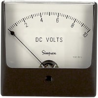 Simpson Panel Meter, Volt, E-mech, Analog, Range 0-10VDC, Stud, Dim 3.25"Lx3.25"H, Plastic