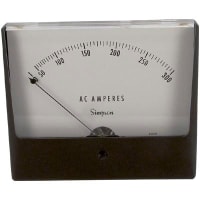 Simpson Panel Meter, Ammeter, E-mech, Analog, Range 0-300AAC, Stud, Dim 4.68"Lx4"H, Plastic