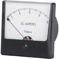 Simpson Panel Meter, Volt, E-mech, Analog, Range 0-50VAC, Stud, Dim 2.47"Lx2.47"H, Plastic