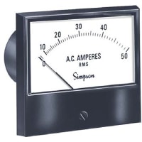 Simpson Panel Meter, Ammeter, E-mech, Analog, Range 0-3AAC, Stud, Dim 2.38"Lx2.34"H, Plastic