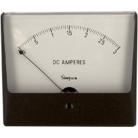 Simpson Panel Meter, Ammeter, E-mech, ANalog, Range 0-3ADC, Stud, Dim 4.68"Lx4"H, Plastic