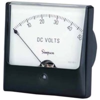 Simpson Panel Meter, Ammeter, E-mech, Analog, Range 0-50ADC, Stud, Dim 4.68"Lx4"H, Plastic