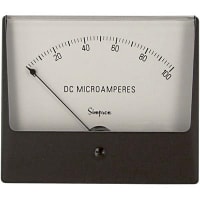 Simpson Panel Meter, Ammeter, E-mech, Analog, Range 0-100uADC, Stud, Dim 4.68"Lx4"H, Plastic