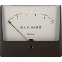 Simpson Panel Meter, Ammeter, E-mech, Analog, Range 0-1mADC, Stud, Dim 4.68"Lx4"H, Plastic