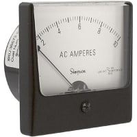 Simpson Panel Meter, Ammeter, E-mech, Analog, Range 0-10AAC, Stud, Dim 3.25"LX3.25"H, Plastic