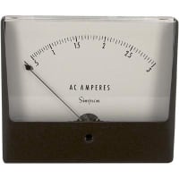 Simpson Panel Meter, Ammeter, E-mech, ANalog, Range 0-3AAC, Stud, Dim 4.68"LX4"H, Plastic