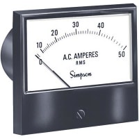 Simpson Panel Meter, Ammeter, E-mech, Analog, Range 0-1AAC, Stud, Dim 2.38"Lx2.34"H, Plastic