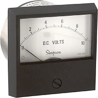 Simpson Panel Meter, Volt, E-mech, Analog, Range 0-10VDC, Stud, Dim 2.38"Lx2.34"H, Plastic