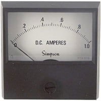 Simpson Panel Meter, Ammeter, E-mech, Analog, Range 0-1ADC, Stud, Dim 2.38"Lx2.34"H, Plastic