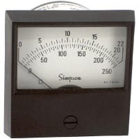 Simpson Panel Meter, Ammeter, E-mech, Analog, Range 0-1mADC, Stud, Dim 2.38"Lx2.34"H, Plastic