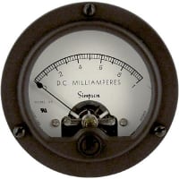 Simpson Panel Meter, Ammeter, E-mech, Analog, Range 0-1mADC, Stud, Dim 1.39"Hx2.18"Dia.