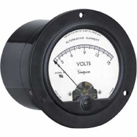 Simpson Panel Meter, Volt, E-mech, Analog, Range 0-10VAC, Stud, Dim 1.31"Hx2.75"Dia., Plastic