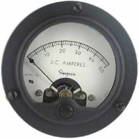 Simpson Panel Meter, Ammeter, E-mech, Analog, Range 0-100ADC, Stud, Dim 1.39"Hx2.18"Dia.