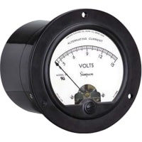 Simpson Panel Meter, Volt, E-mech, Analog, Range 0-100VAC, Stud, Dim 1.31"Hx2.75"Dia., Plastic