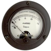 Simpson Panel Meter, Ammeter, E-mech, Analog, Range 0-25AAC, Stud, Dim 1.31"Hx2.75"Dia.