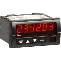 Simpson Panel Meter, Rate Ind, Elec, LED, Cut-Out 3.62x1.77", 6 Dig, 0.56" DigH, PBT-ABS