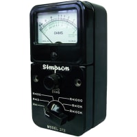 Simpson Ohmmeter .2 Ohm to 50 Megohms battery alligator clip leads, 372 Series