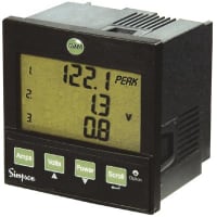 Simpson Panel Meter, Three Phase, Elec, LCD, Range 0.5-120%, Cut-Out 3.62x3.62", 3 Dig, Screw