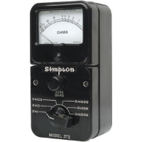 Simpson Ohmmeter, Ohmmeter, 0.2 Ohm to 50 Megohms, Battery and Alligator Clip Leads