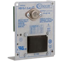 SL Power ( Ault / Condor ) Power Supply, AC-DC, 15V, 1.5A, 100-240V In, Open Frame, DIN Rail, Linear, HB Series