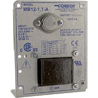 SL Power ( Ault / Condor ) Power Supply, AC-DC, 12V, 1.7A, 100-240V In, Open Frame, Linear, Medical, 20W, MB Series