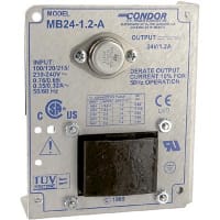 SL Power ( Ault / Condor ) Power Supply, AC-DC, 24V, 1.2A, 100-240V In, Open Frame, Linear, Medical, 29W, MB Series