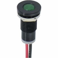 SloanLED Indicator Panel Mount LED Mnt-Sz 0.313" Screw Green 24VDC Leads Splash Proof