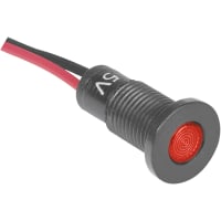 SloanLED Indicator Panel Mount LED Mnt-Sz 0.313" Screw Red 5VDC Leads Splash Proof