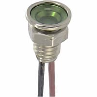 SloanLED LED Green 0.197 in. T-1 24 VDC Panel Mount 6 in. Wire Leaded 0.36 in.