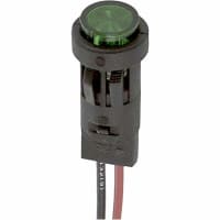 SloanLED Indicator Light Panel Mount LED Mount Size 0.5 in Snap-Fit Green 120 VAC Leads