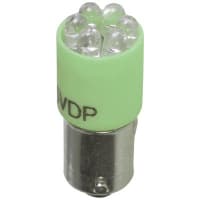 SloanLED Lamp, LED, T-3 1/4, Bayonet, Green, 5V, 20mA, 500mcd, 20deg