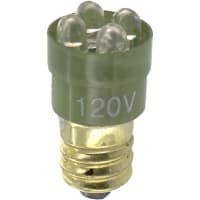 SloanLED Lamp, LED, S-6, Screw, Green, 120V, 20mA, 750mcd, 20deg, 3S3 and 6S6 Incandescent Lamps